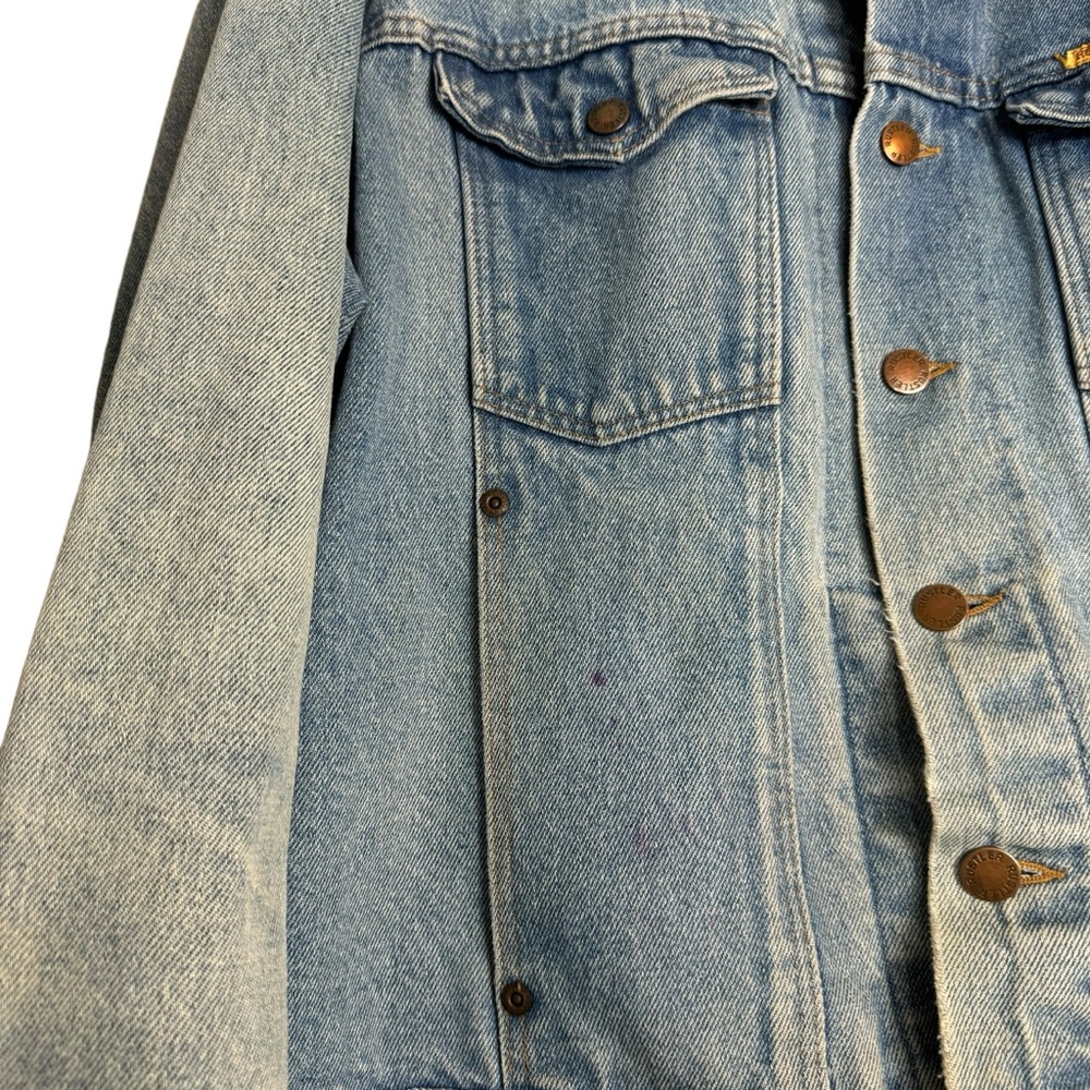 VTG 80’s Rustler Denim Light washed Trucker Jacket Men’s Sz XL USA Distressed - Picture 3 of 8